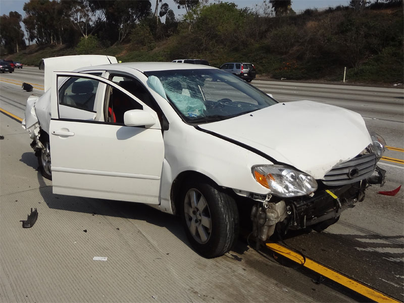 A jacked-up car